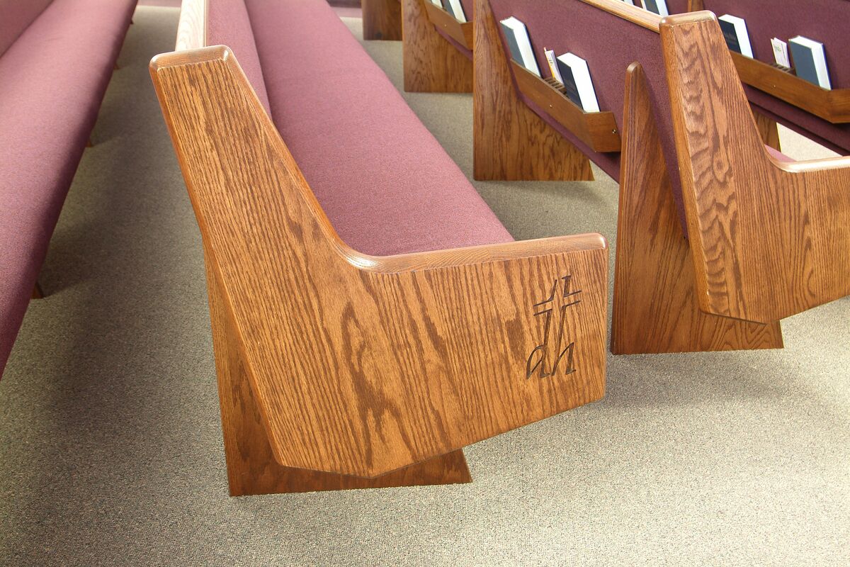 Delta Haven Free Methodist Church Michigan church pew ends